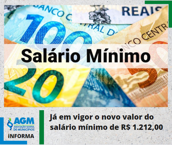 Já em vigor o novo valor do salário mínimo de R$ 1.212,00